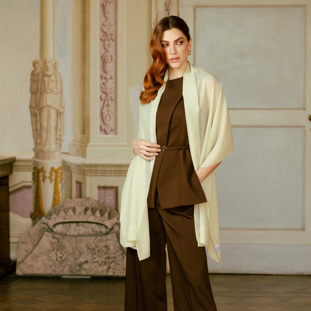 Lime Pistachio Silk Georgette Wrap Shawl