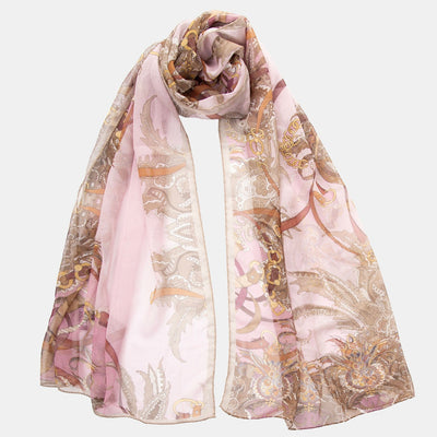 Women's Equestrian Italian Pink Long Silk Scarf