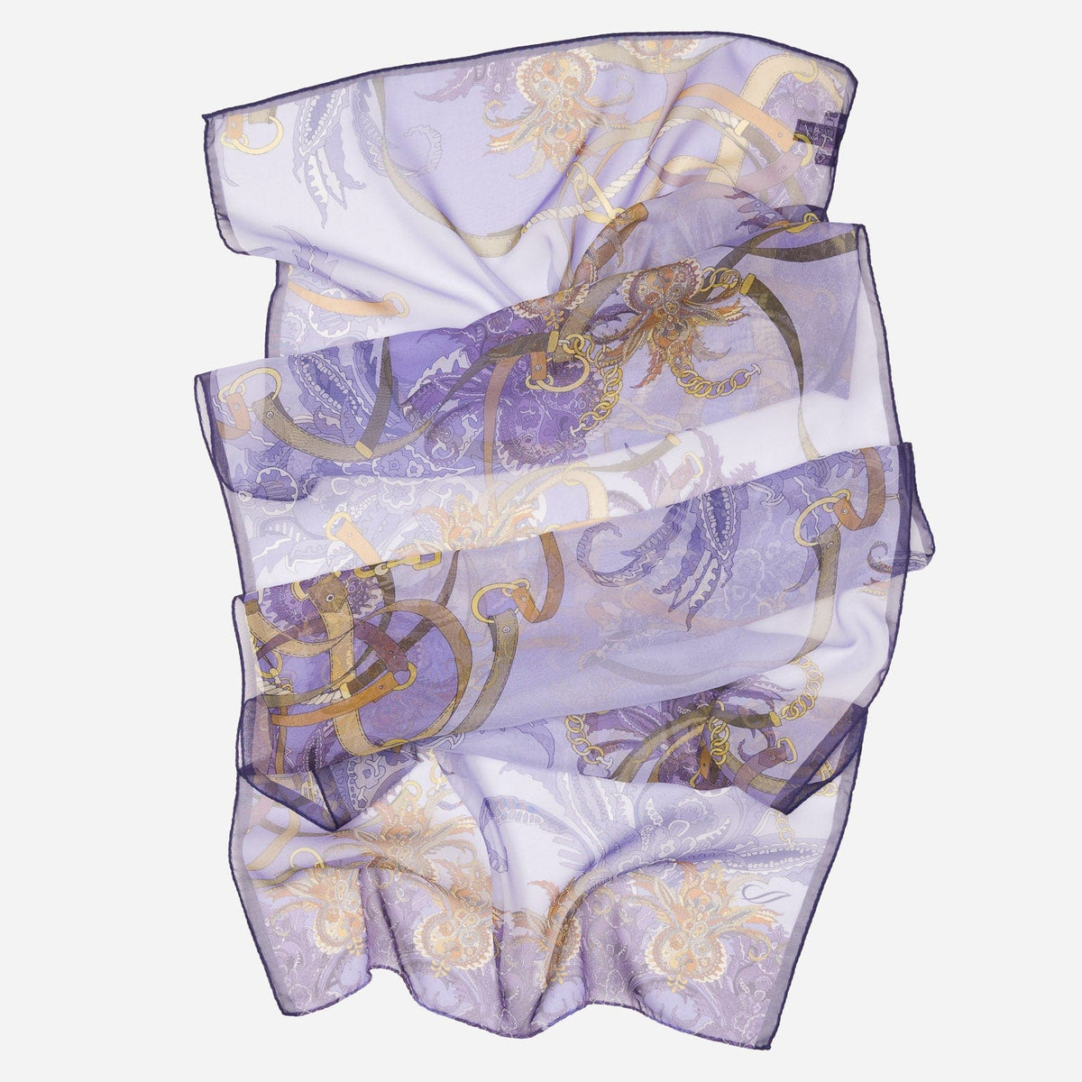 Women's Equestrian Italian Purple Long Silk Scarf