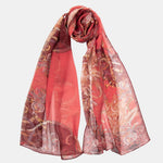 Women's Equestrian Italian Red Long Silk Scarf