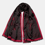 women's black and red silk formal wrap shawl
