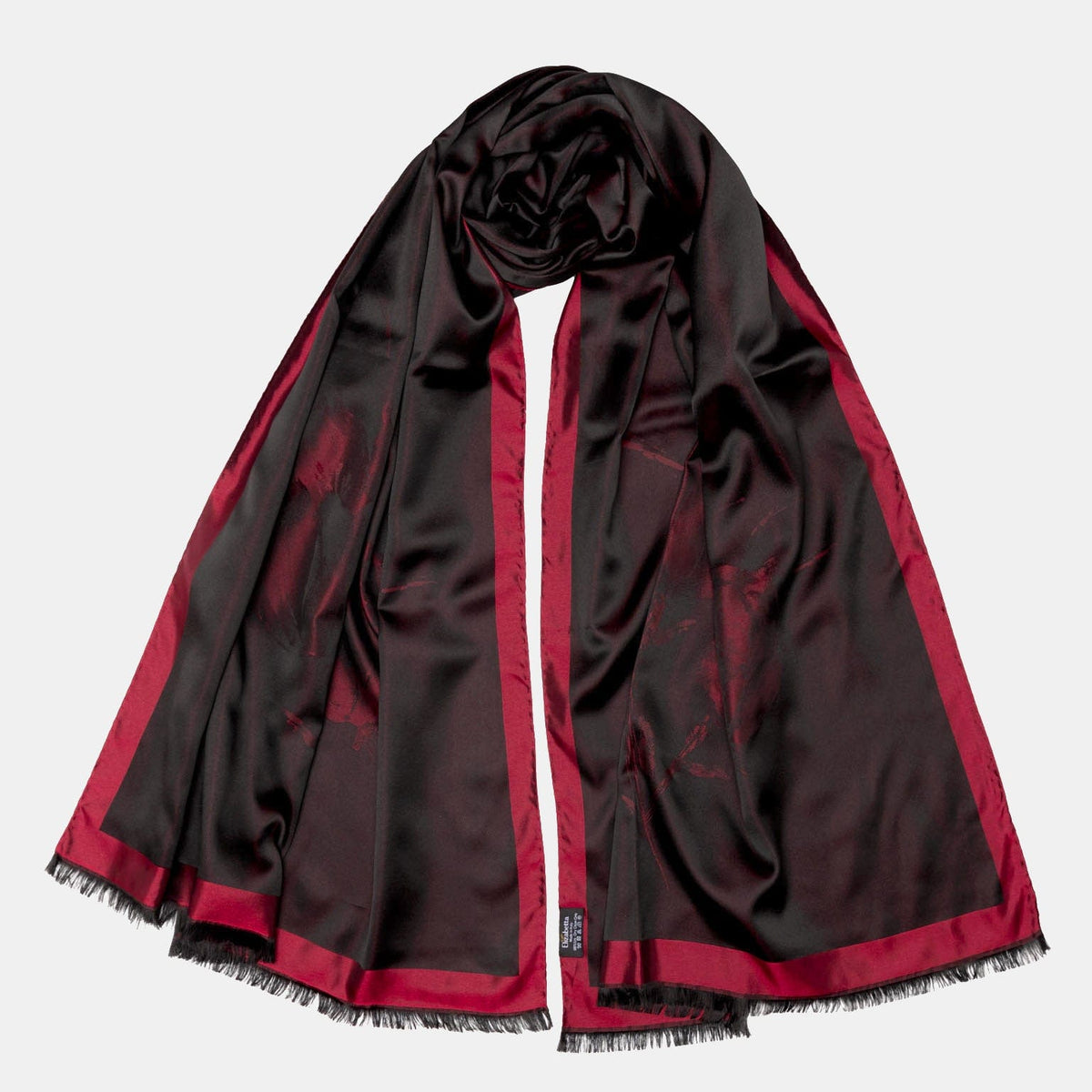 women's black and red silk formal wrap shawl