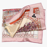 Pink Garden Design Italian Silk Square Scarf