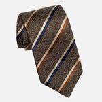 Oak Brown Striped Italian Handmade Silk Tie