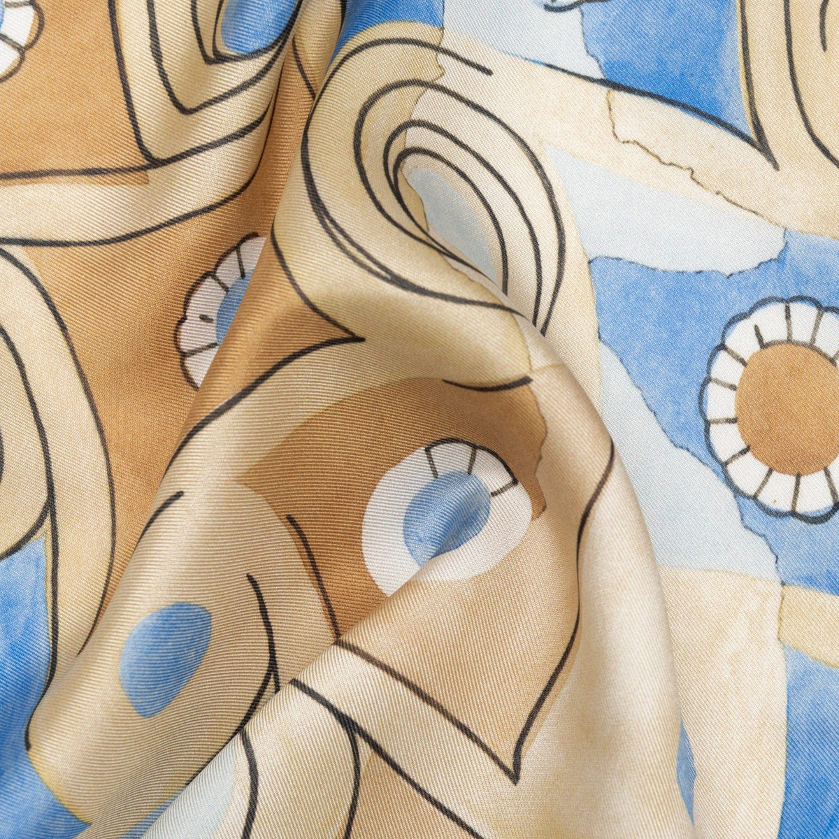 Yellow & Blue Silk Italian Pocket Square