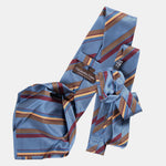 Handmade Italian Silk Tie - Steel Blue Stripes