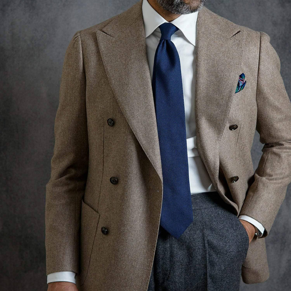 Italian blue grenadine tie