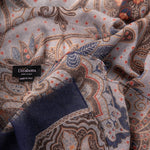 Lightweight Italian Wool Scarf - Steel Blue Paisley