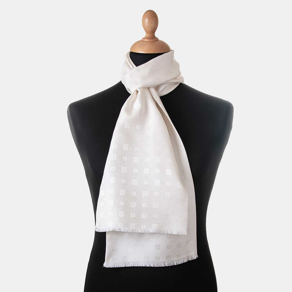 Elizabetta Mens Black and White Polka Dot Silk Scarf - Italian