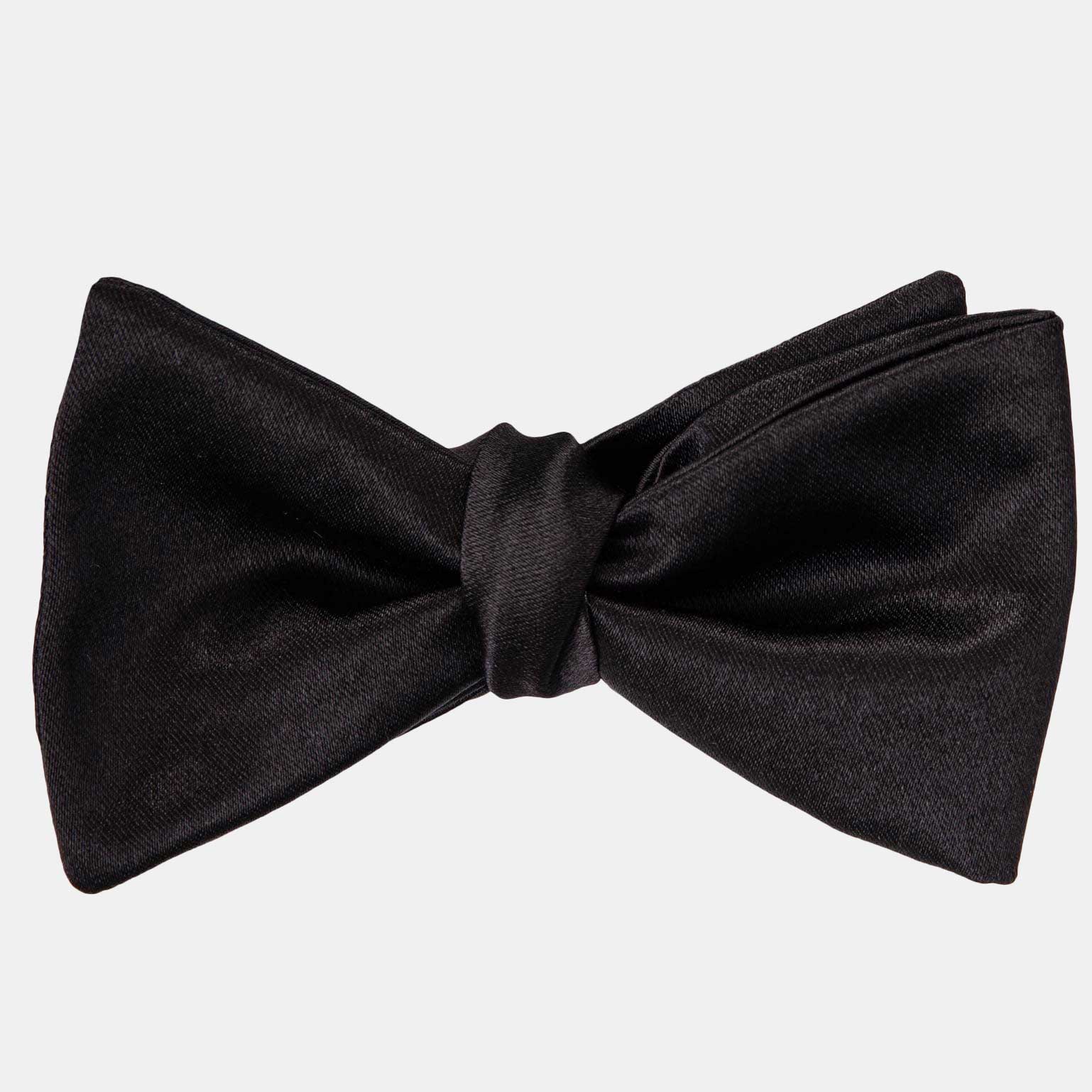 Men's Italian Silk Satin Bow Tie - Black