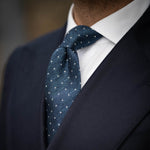 Handmade Blue Grenadine Silk Polka Dot Tie