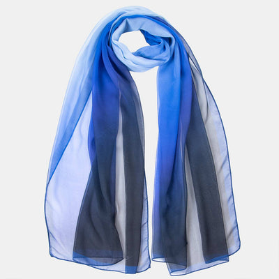 Blue Ombre Large Silk Wrap Shawl