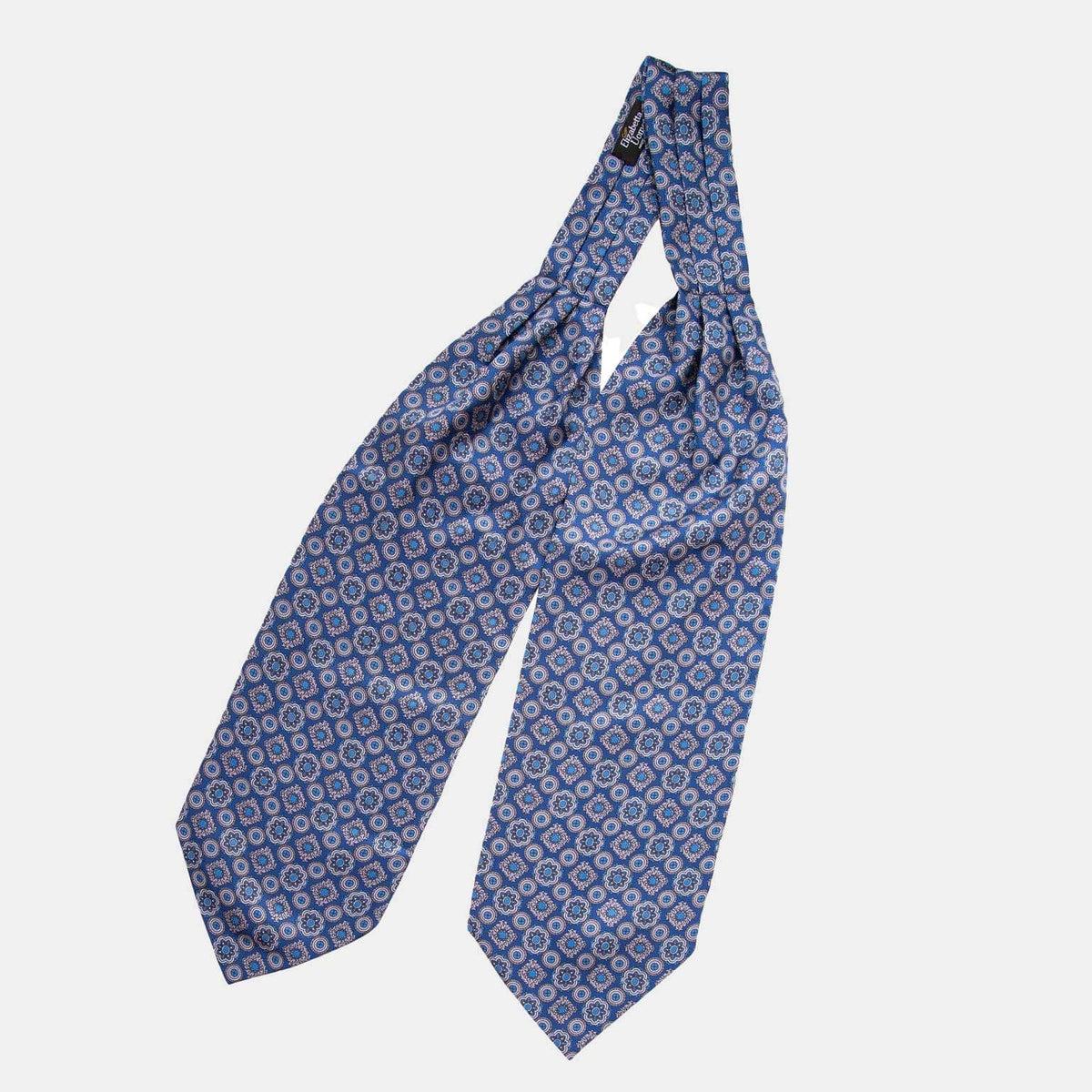 Blue Silk Ascot Tie - Medallion Print