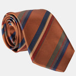 Italian Silk Tie - Burnt Orange Stripes