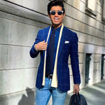 blue grenadine silk tie made in italy