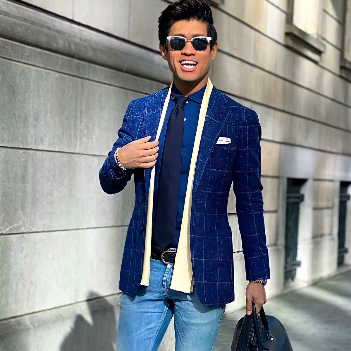blue grenadine silk tie made in italy