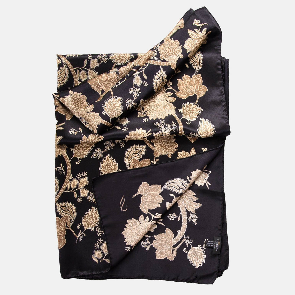 Italian Silk Satin Evening shawl - Black & Gold