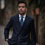 Handmade Blue Grenadine Silk Polka Dot Tie