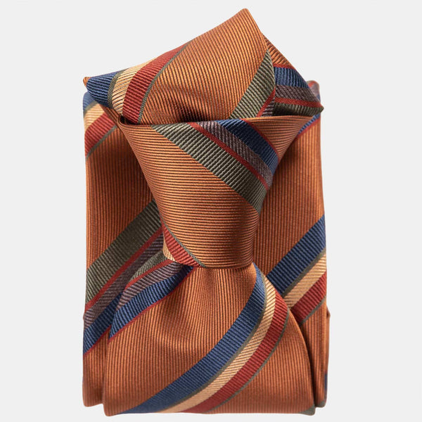 Striped Orange Silk Tie - Tailor Store