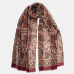 Beige & Brick Red Soft Lightweight Italian Wool Scarf
