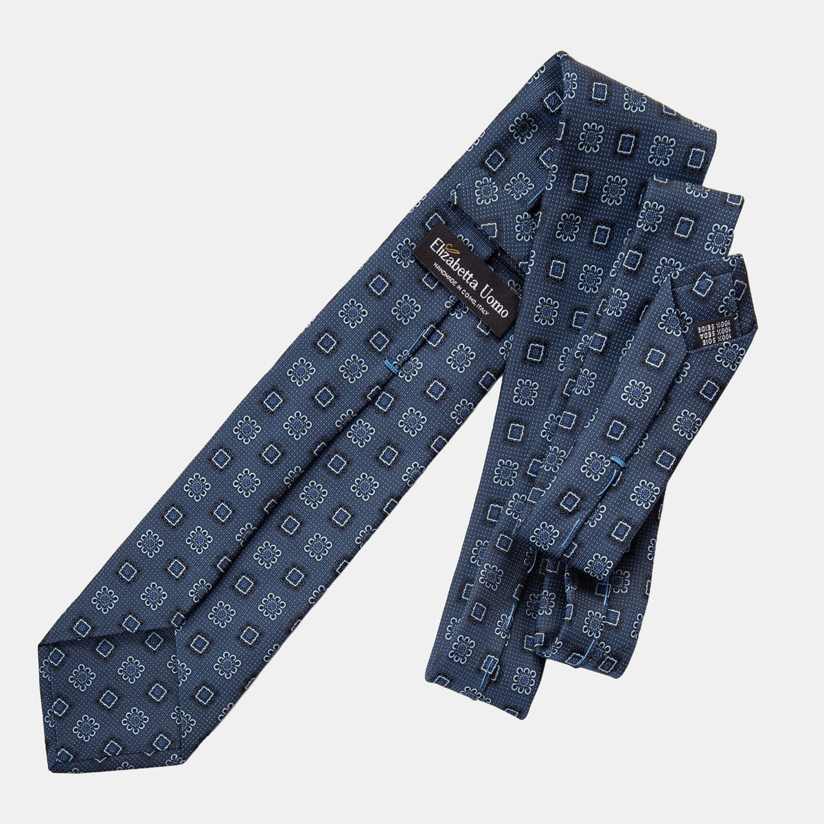 Blue Silk Jacquard Tie - Handmade in Como italy