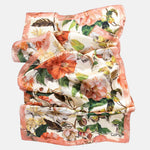 Peach Floral Silk Satin Oblong Scarf