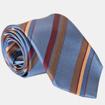 Handmade Italian Silk Tie - Steel Blue Stripes