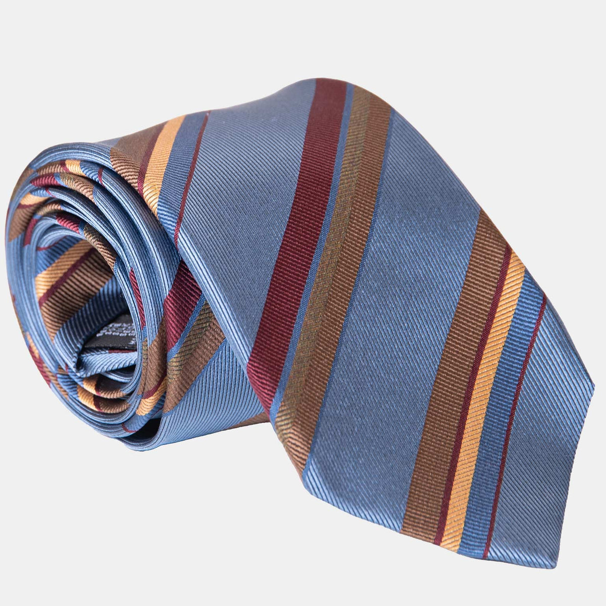 Handmade Italian Silk Tie - Steel Blue Stripes