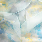 Women's Sky Blue Long Italian Silk Scarf - Floral Print