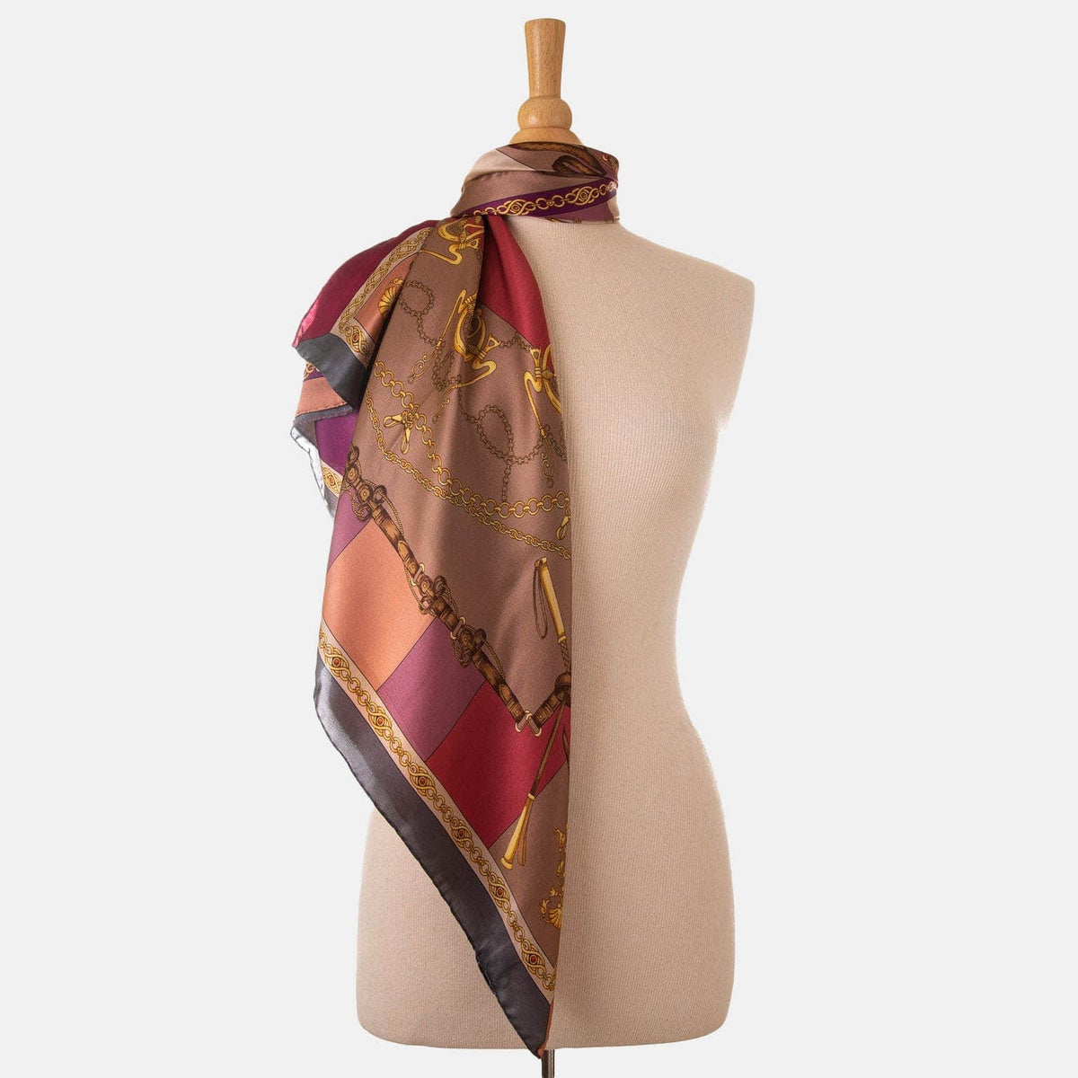 Italian Silk Satin Equestrian Scarf - Rose