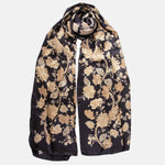 Italian Silk Satin Evening shawl - Black & Gold
