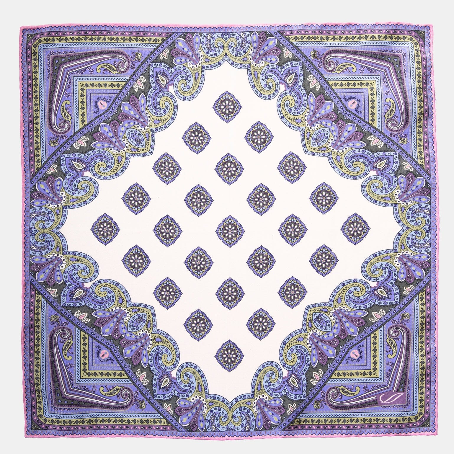 Large Italian Silk Pocket Square - Lavender - Hand Rolled