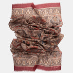 Beige & Brick Red Soft Lightweight Italian Wool Scarf
