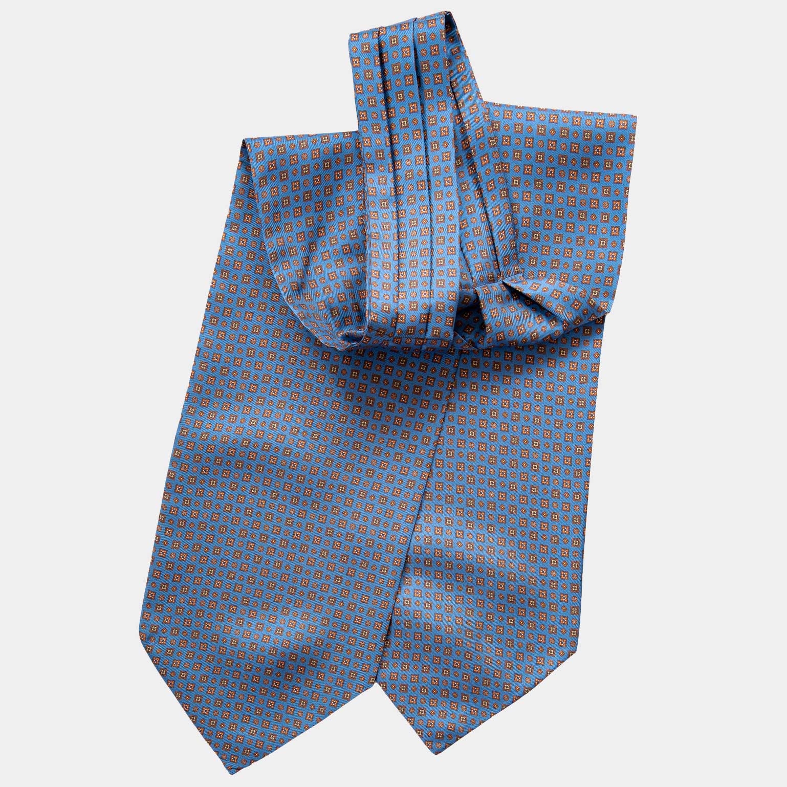 Blue Ascot Cravat Necktie - 100% Made in Italy