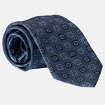 Blue Silk Jacquard Tie - Handmade in Como italy