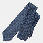 Blue Silk Jacquard Tie - Handmade in Como italy
