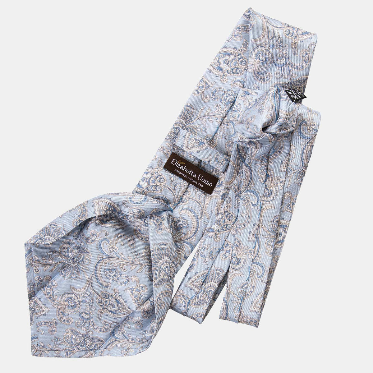 Handmade Sky Blue Floral Italian Silk Tie