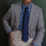 handmade navy blue grenadine tie