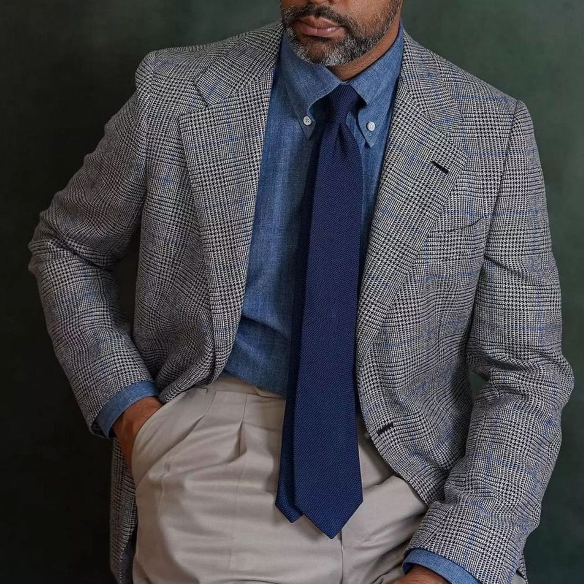 handmade navy blue grenadine tie