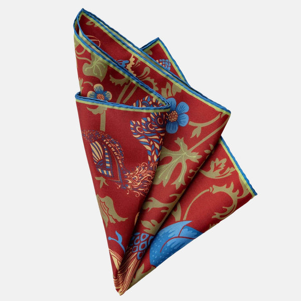 Monsieur Fox Italian Silk Pocket Square - Simple Square