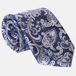 Handmade Navy Paisley Italian Silk Tie