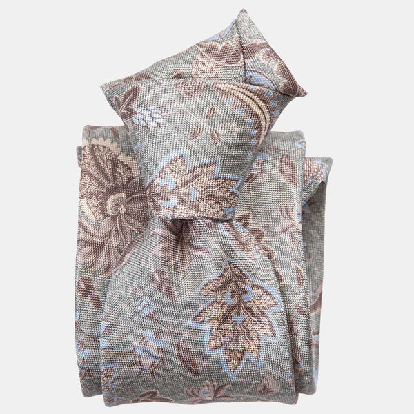 Handmade Jade Green Floral Italian Silk Tie