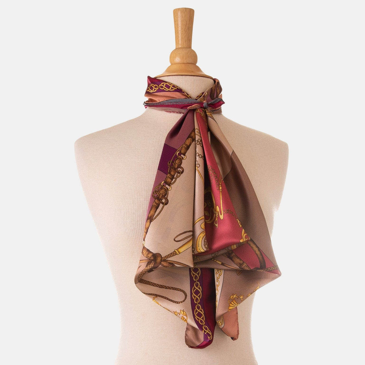 Italian Silk Satin Equestrian Scarf - Rose