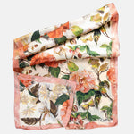 Peach Floral Silk Satin Long Scarf