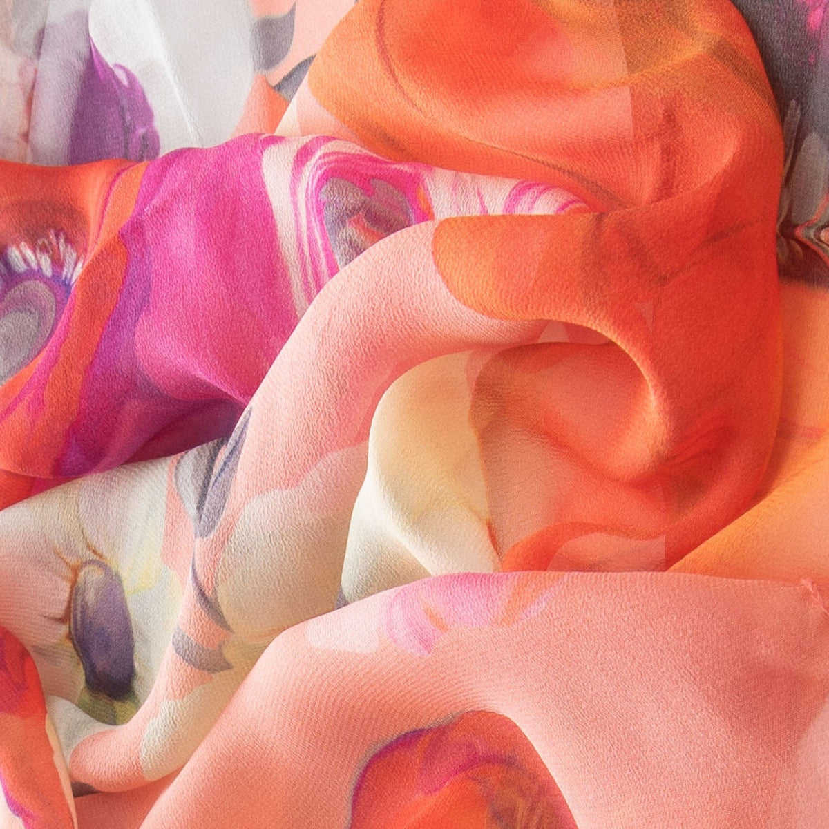 Coral & Pink Floral Women's Silk Long Scarf