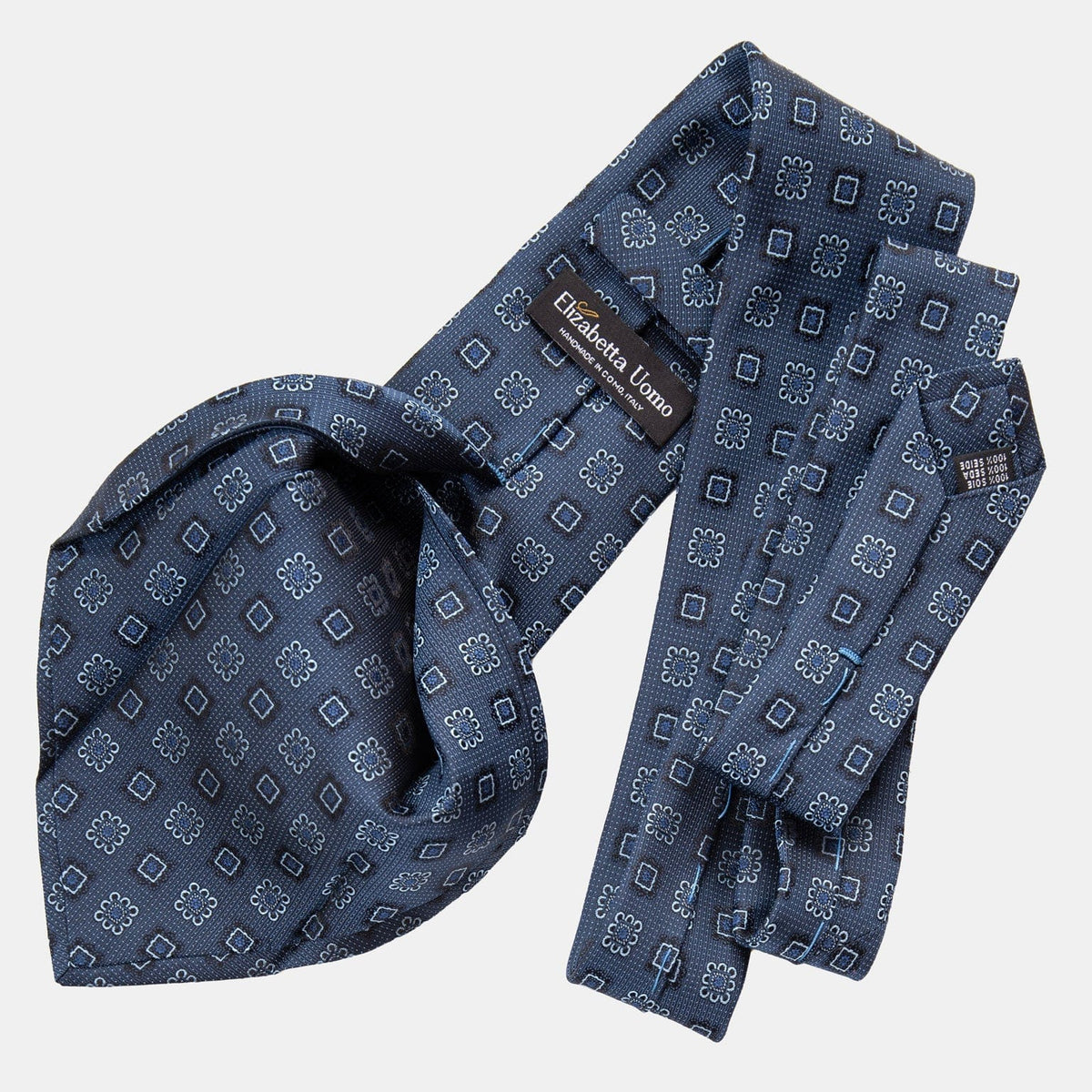 Blue Silk Jacquard Tie - Handmade in Como italy