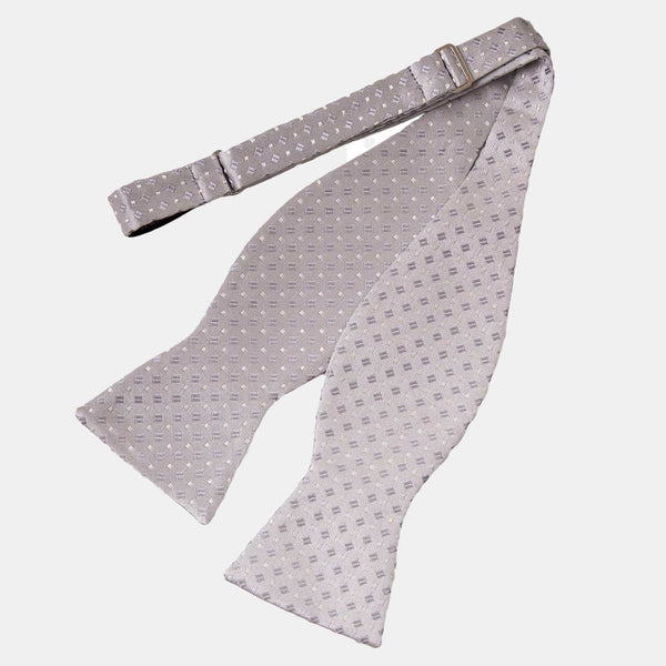 Elizabetta Men's Formal Silk Bow Tie - Ivory & Silver