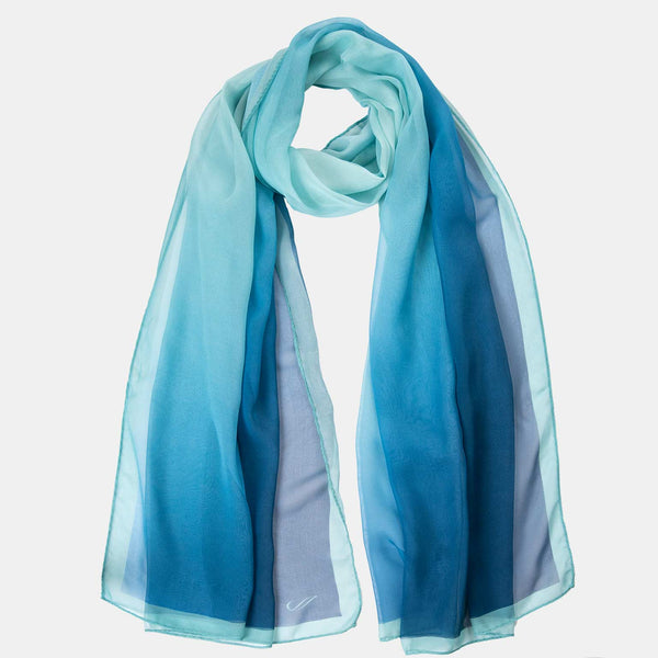 Blue Turquoise Large Silk Wrap Shawl