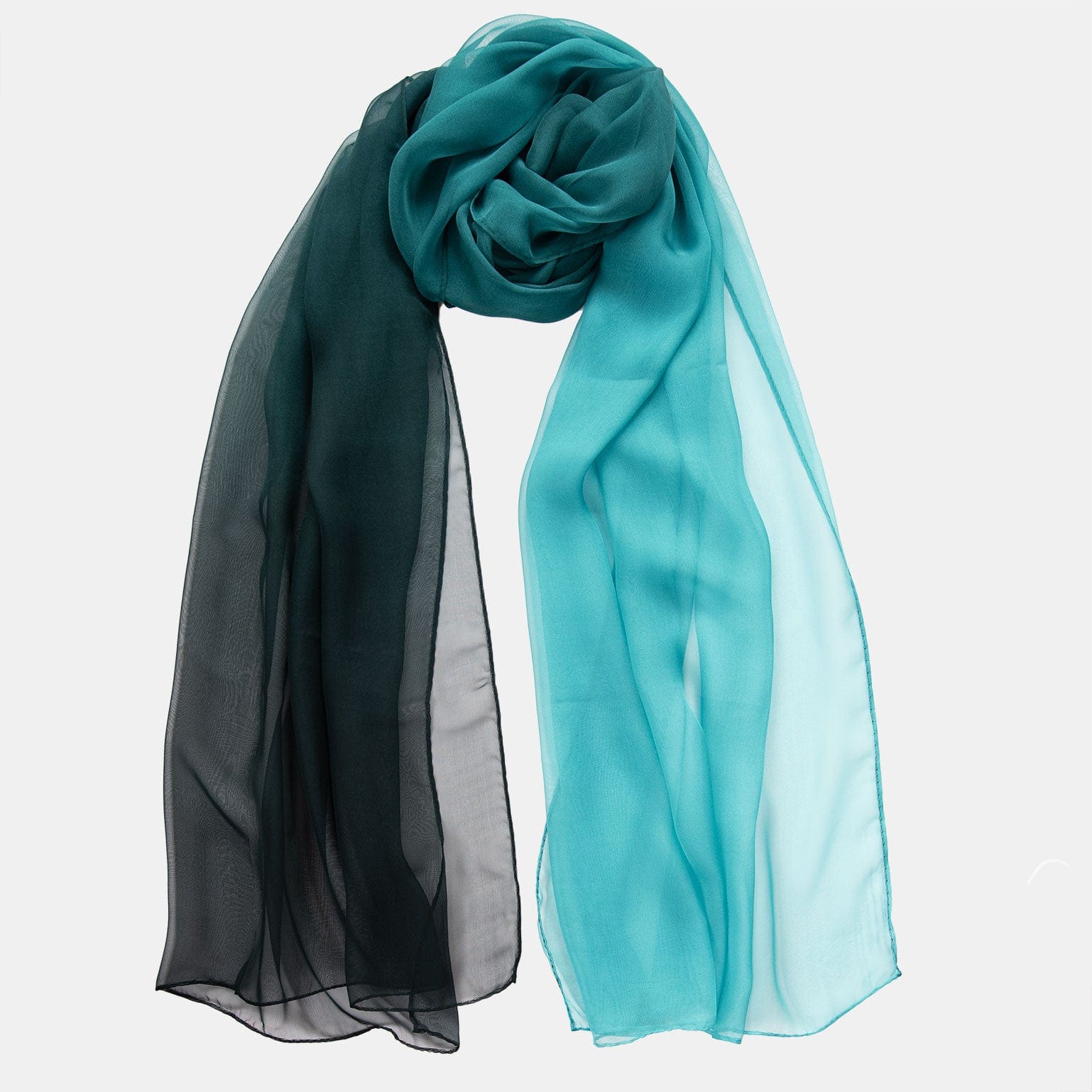 Turquoise sheer silk evening wrap for dresses