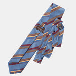 Handmade Italian Silk Tie - Steel Blue Stripes